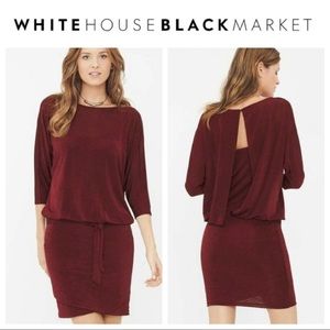 Cranberry Red Slinky Dolman Sleeve Dress